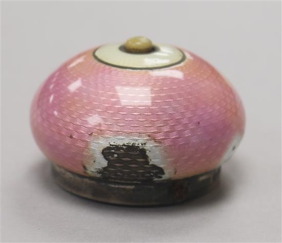 A silver and enamel bell push (a.f.)